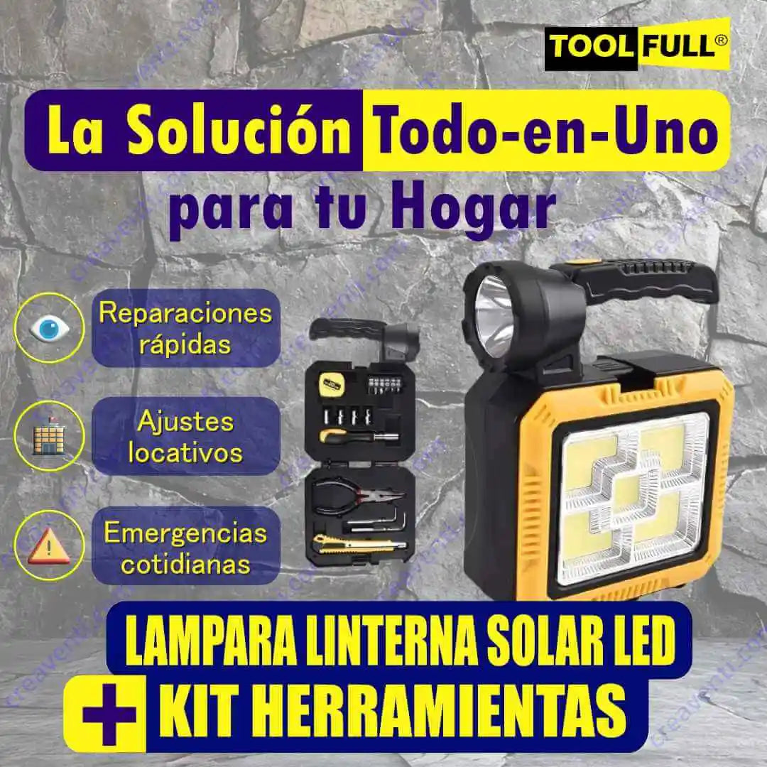 TOOL FULL ® Lampara Solar + Kit De Herramienta