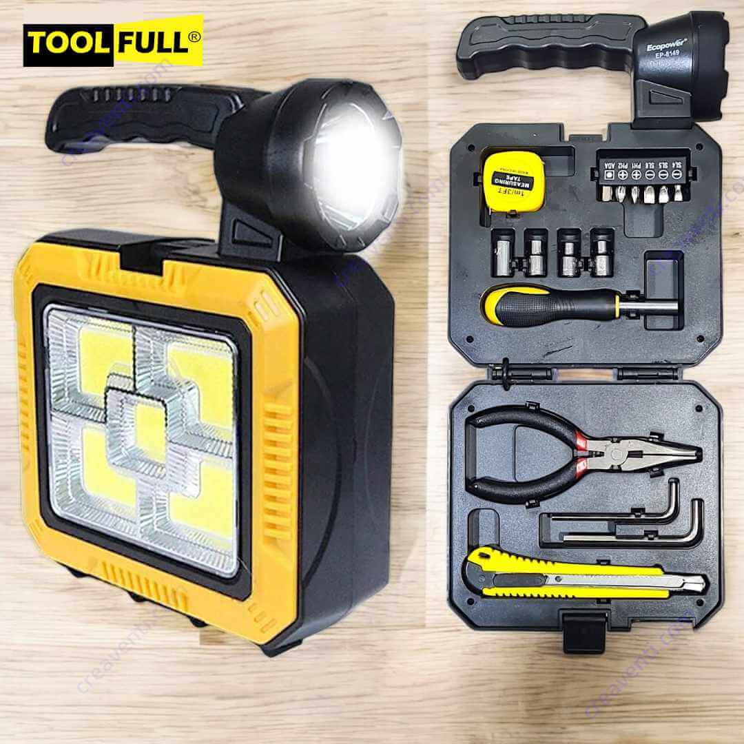 TOOL FULL ® Lampara Solar + Kit De Herramienta