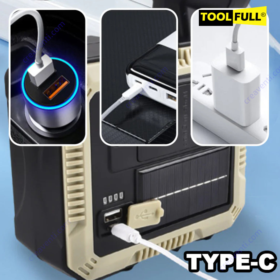 TOOL FULL ® Lampara Solar + Kit De Herramienta